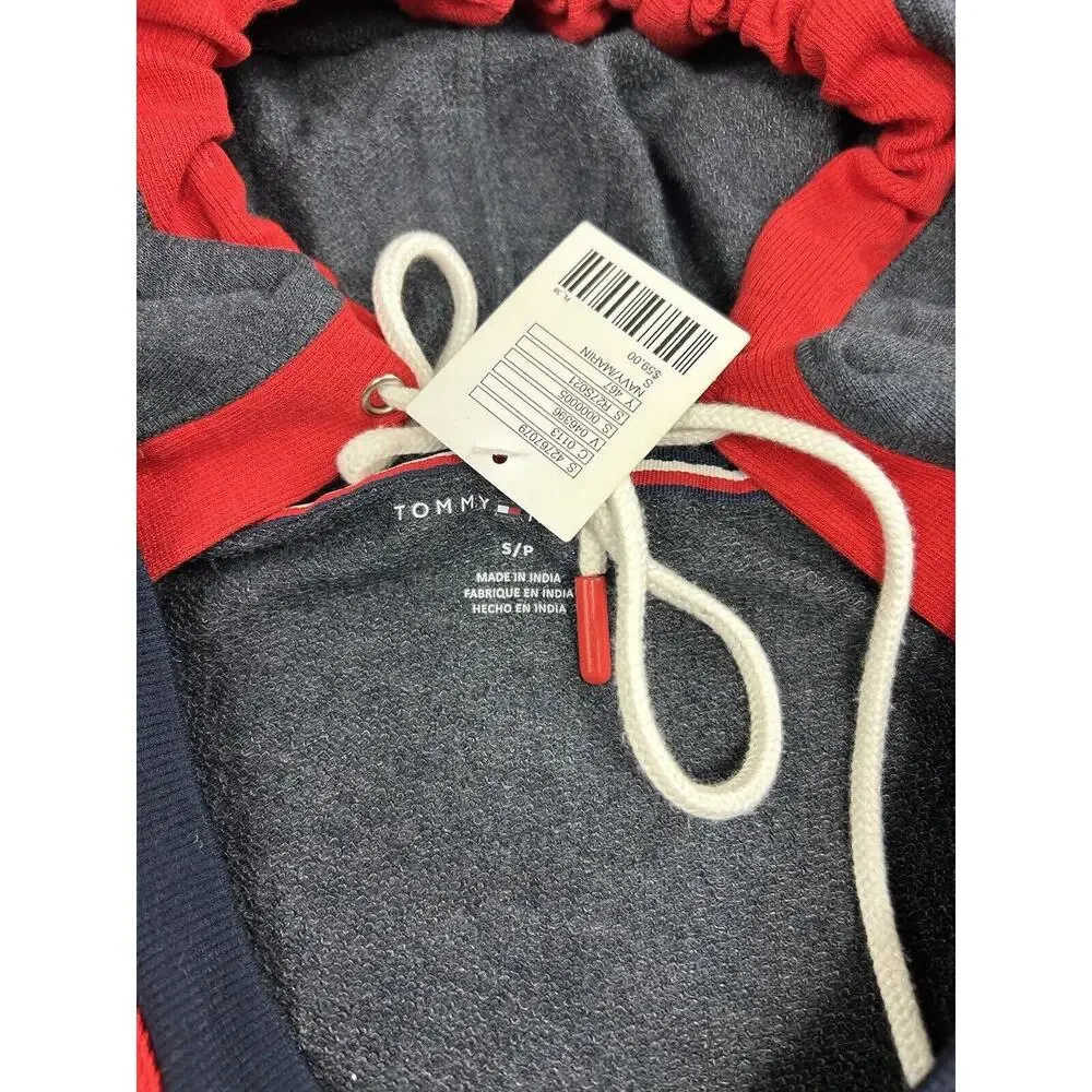 Womens Tommy Hilfiger Retro Cropped Lounge Hoodie Sz Small Sweatshirt V-Neck NEW